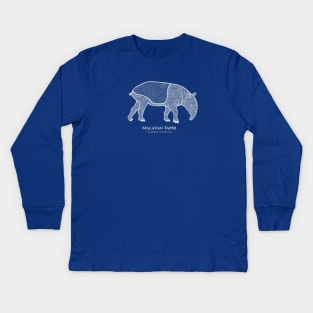 Malayan Tapir with Common and Scientific Names - cool tapir lover's gift Kids Long Sleeve T-Shirt